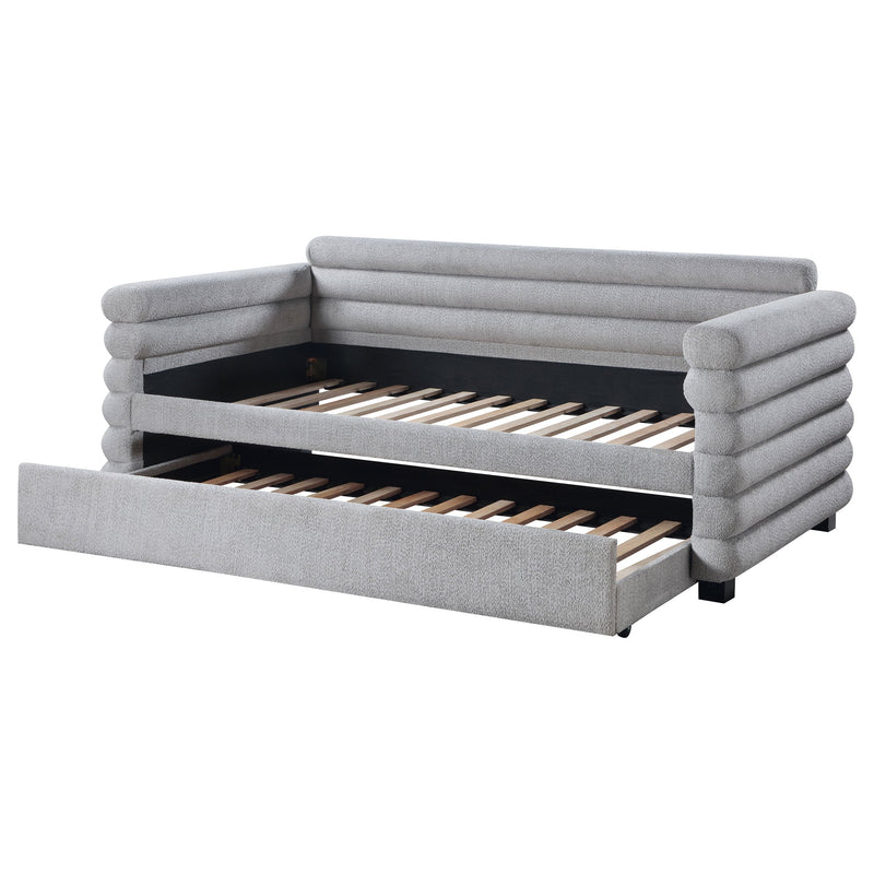 Patricia Boucle Upholstered Twin Day Bed with Trundle