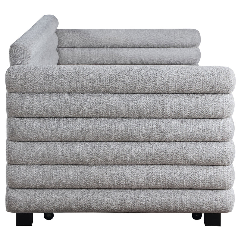 Patricia Boucle Upholstered Twin Day Bed with Trundle