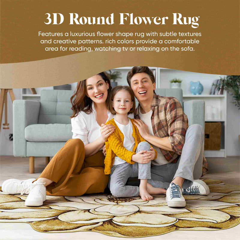FLOWERS Design 301 Purple 7 Foot Round (6'6x6'6" Round)"