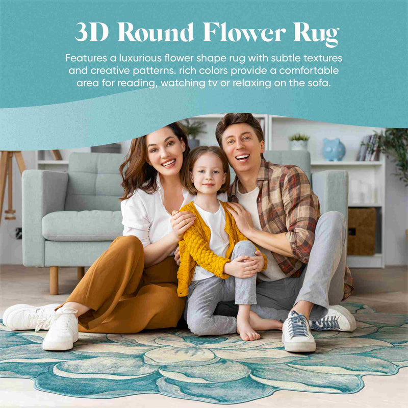 FLOWERS Design 301 Brown 5 Foot Round (5'3x5'3" Round)"