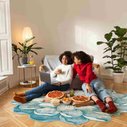 FLOWERS Design 301 Blue 7 Foot Round (6'6x6'6" Round)"