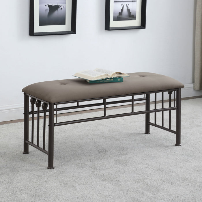 Lamont Rectangular Upholstered Bench Natural and Navy