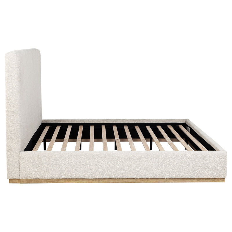 Cama tapizada Knox con paneles color crema