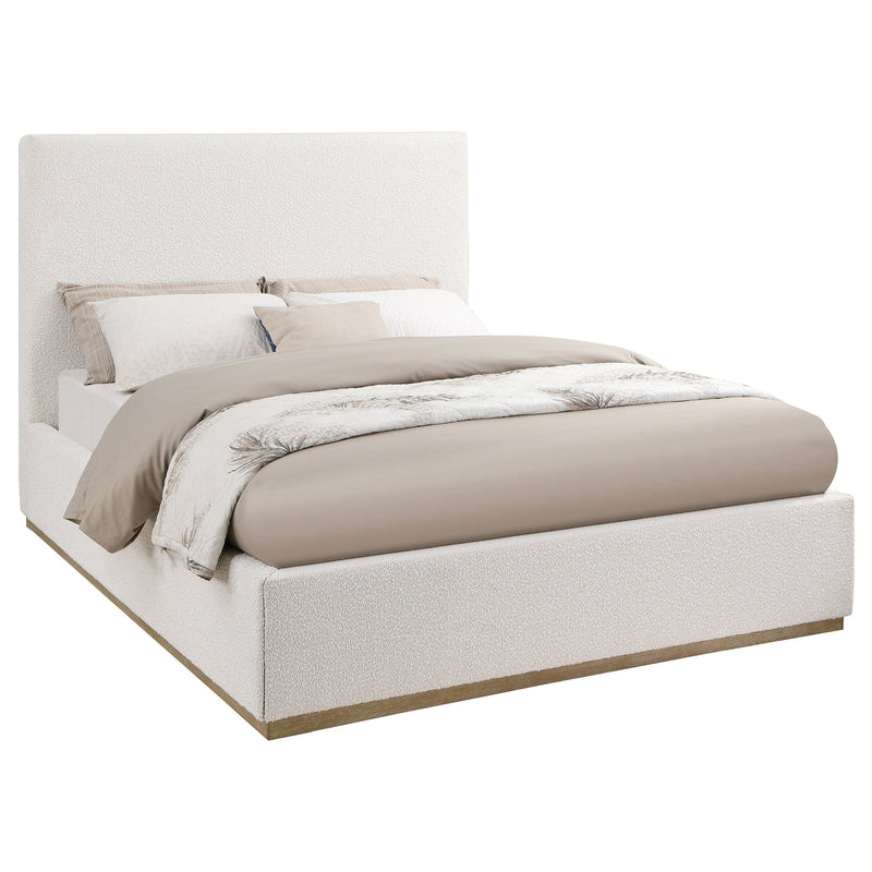 Cama tapizada Knox con paneles color crema