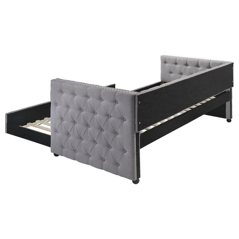 Cama de día individual tapizada Mockern con nido, gris