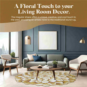 FLOWERS Design 303 Beige 5 Foot Round (5'3x5'3" Round)"