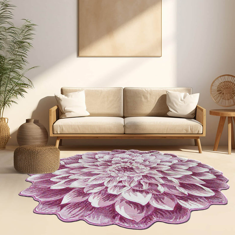 FLOWERS Design 303 Purple 3 Foot Round (2'6x2'6" Round)"