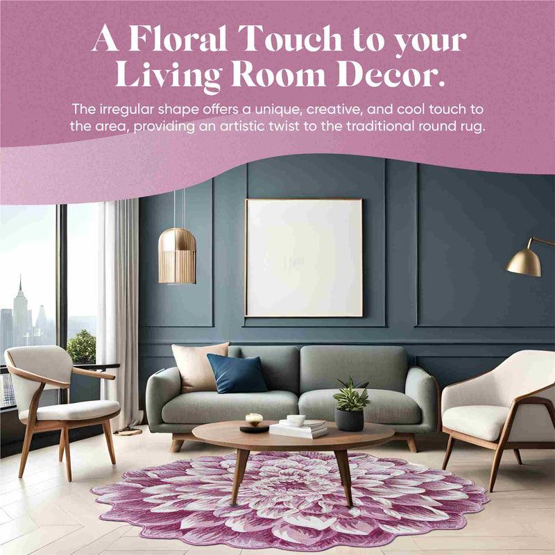 FLOWERS Design 303 Red 3 Foot Round (2'6x2'6" Round)"