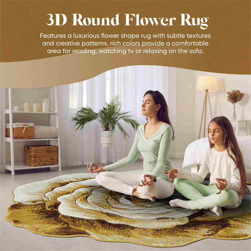 FLOWERS Design 304 Red 3 Foot Round (2'6x2'6" Round)"