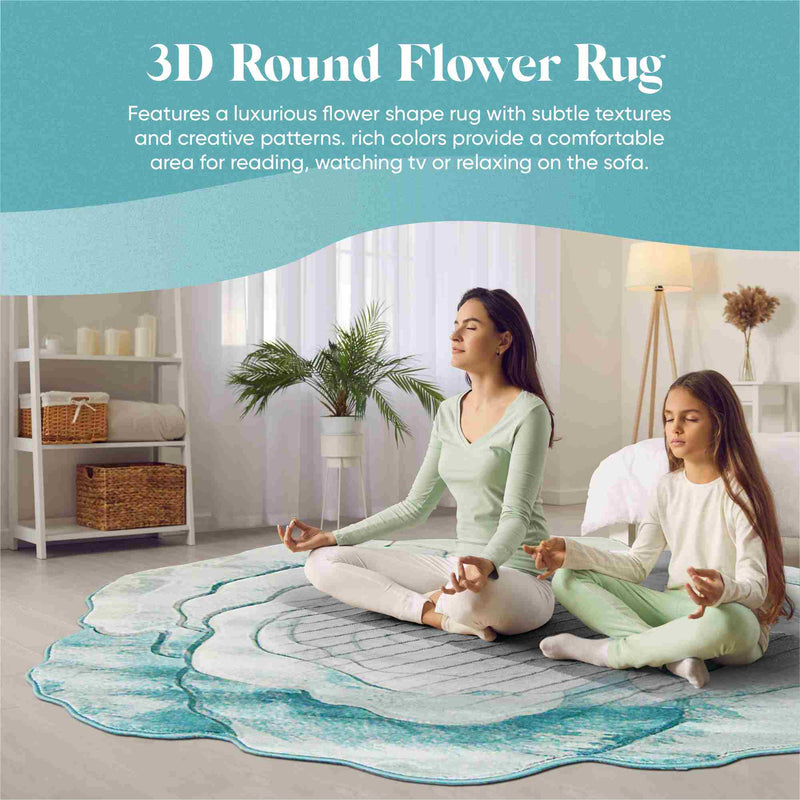 FLOWERS Design 304 Beige 7 Foot Round (6'6x6'6" Round)"
