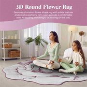 FLOWERS Design 304 Pink 7 Foot Round (6'6x6'6" Round)"