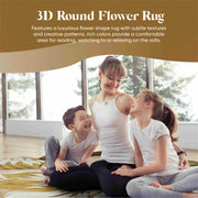 FLOWERS Design 305 Blue 7 Foot Round (6'6x6'6" Round)"