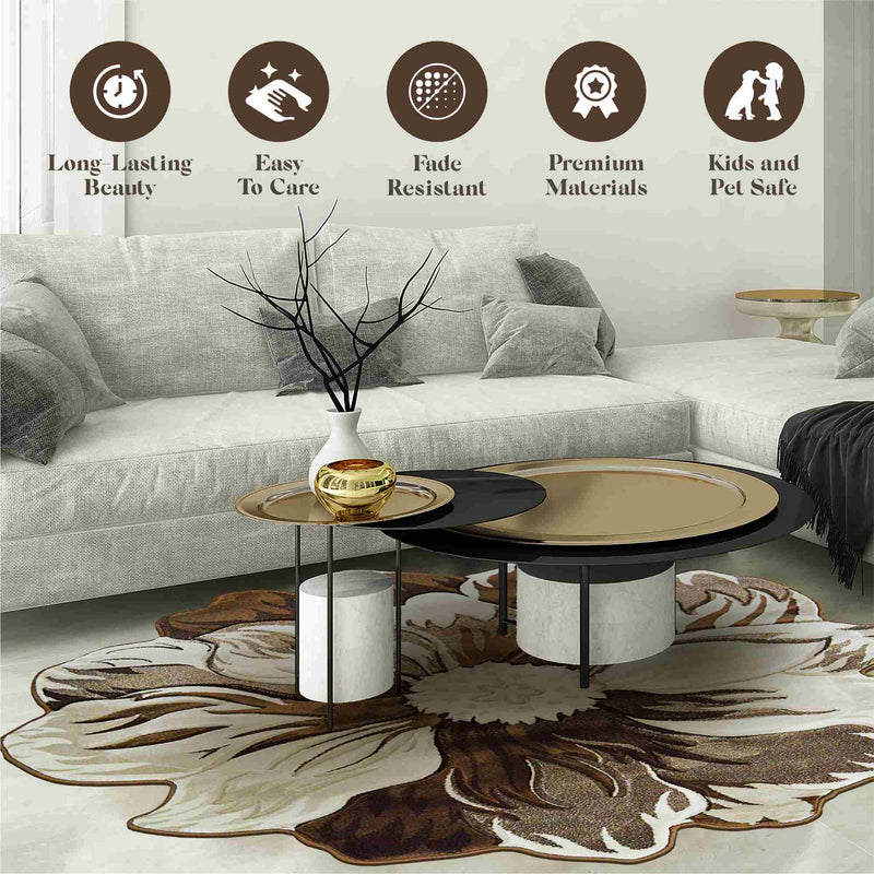 FLOWERS Design 305 Brown 3 Foot Round (2'6x2'6" Round)"