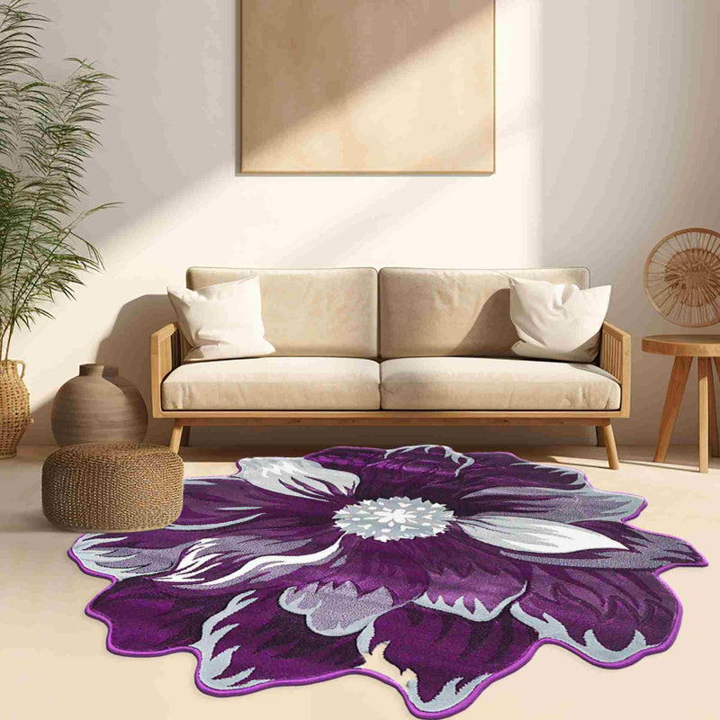 FLOWERS Design 305 Purple 3 Foot Round (2'6x2'6" Round)"