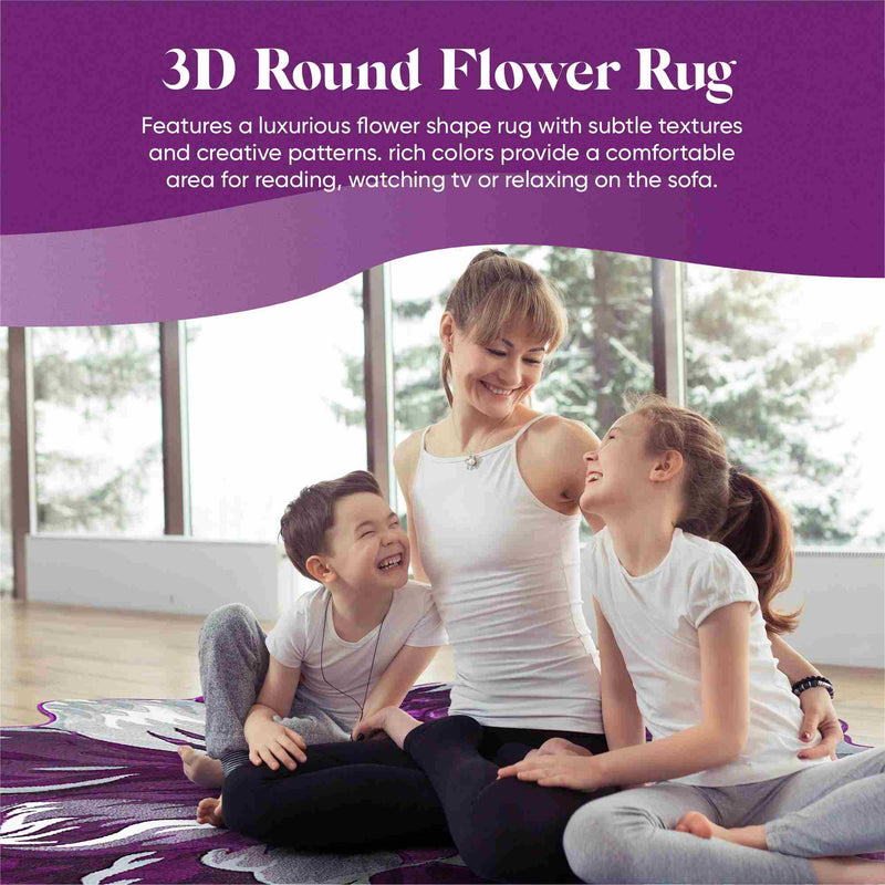 FLOWERS Design 305 Red 7 Foot Round (6'6x6'6" Round)"