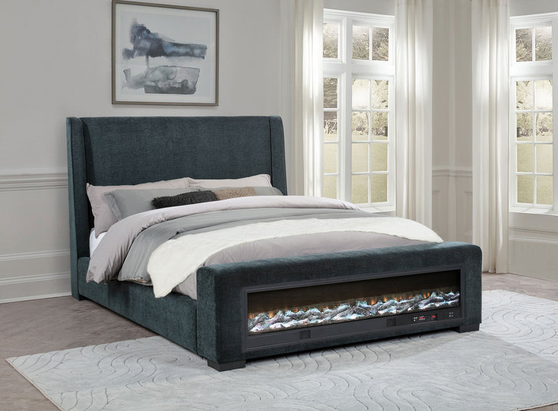 Cama Preston tapizada con visualizador de audio Flame Dark