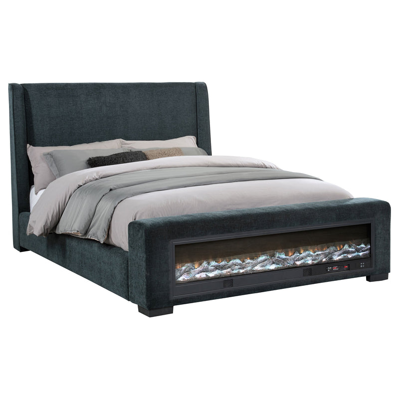Cama Preston tapizada con visualizador de audio Flame Dark