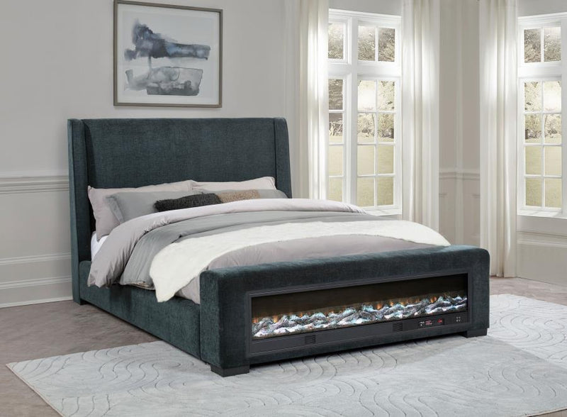 Cama Preston tapizada con visualizador de audio Flame Dark