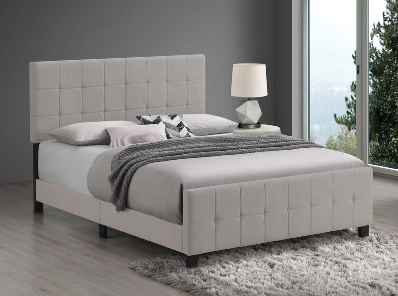 Cama Fairfield tapizada con paneles, beige