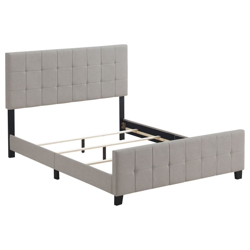 Cama Fairfield tapizada con paneles, beige