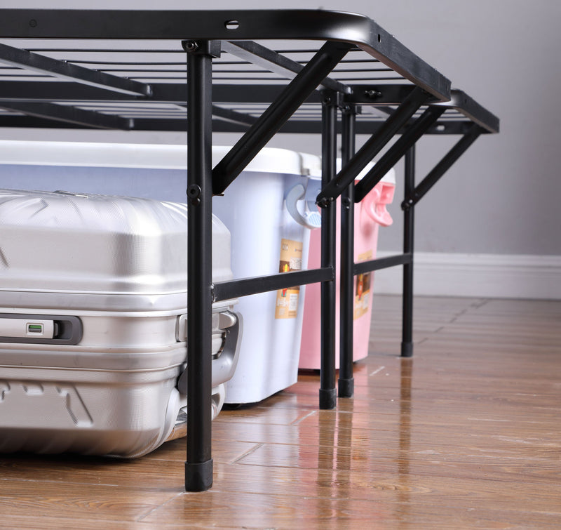 Base de cama tipo plataforma con soporte metálico para colchón Mabel