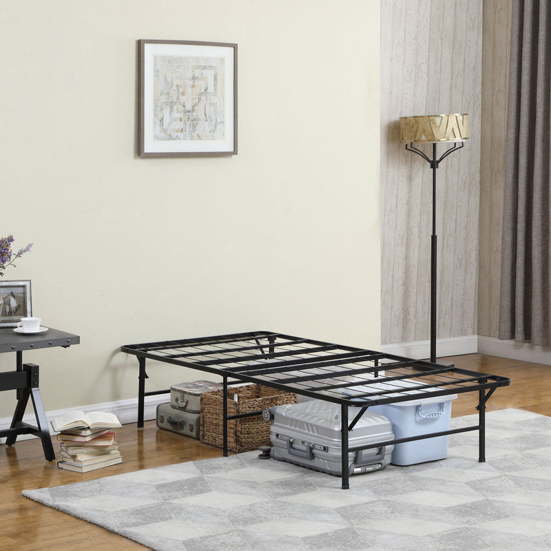 Base de cama tipo plataforma con soporte metálico para colchón Mabel