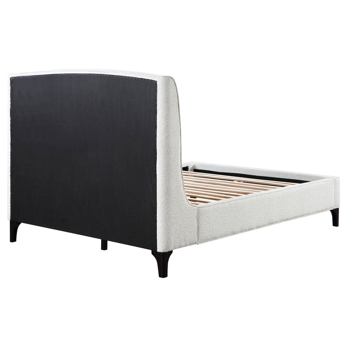 Mosby Upholstered Curved Headboard  Platform Bed White