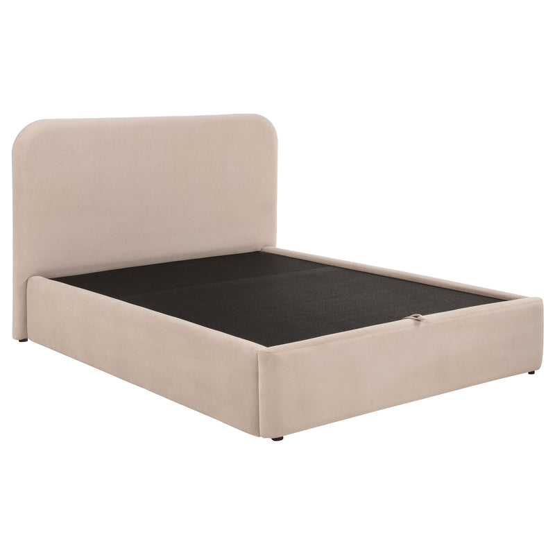 Cama plataforma elevable con almacenaje tapizada Anders color beige