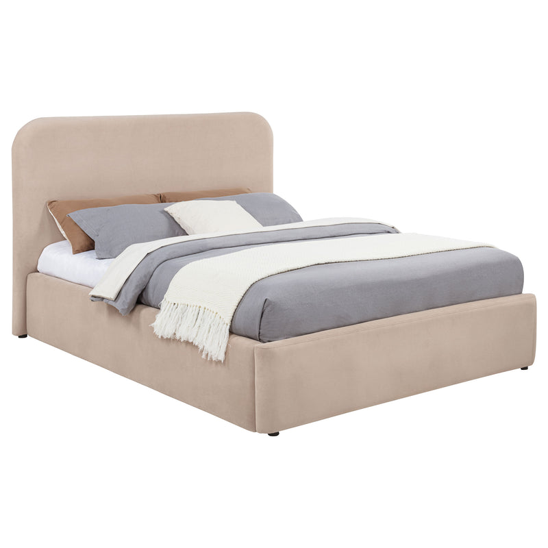 Cama plataforma elevable con almacenaje tapizada Anders color beige