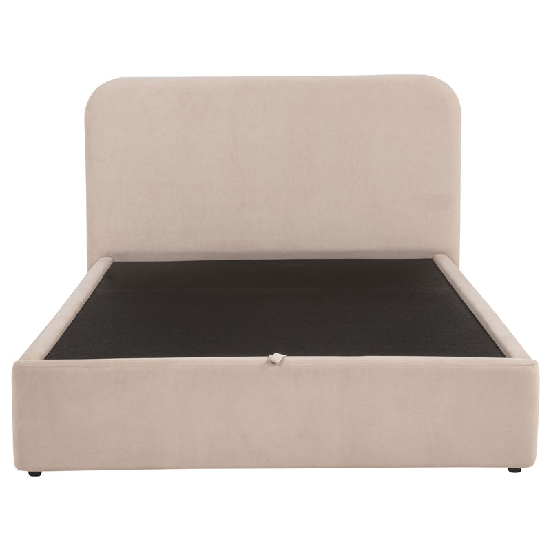 Cama plataforma elevable con almacenaje tapizada Anders color beige