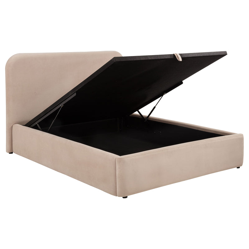 Cama plataforma elevable con almacenaje tapizada Anders color beige