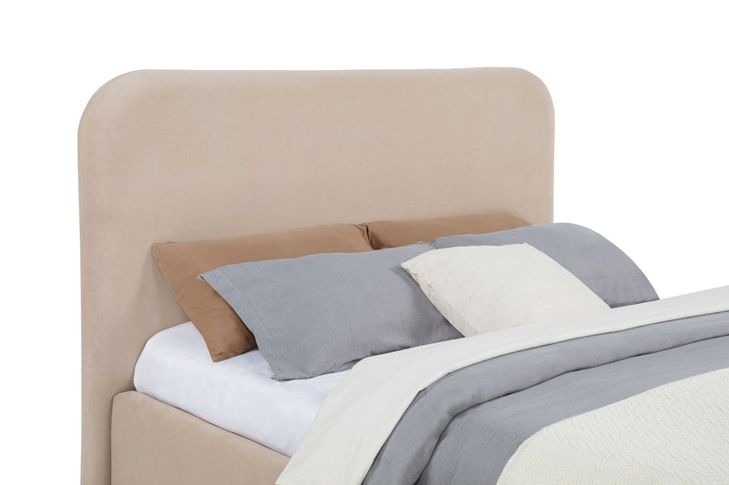 Cama plataforma elevable con almacenaje tapizada Anders color beige