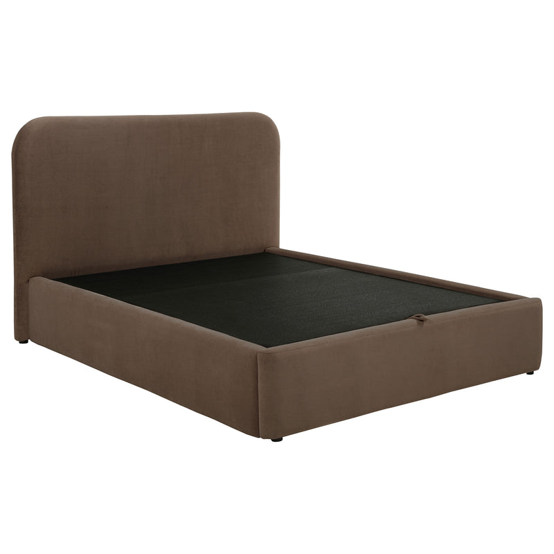 Cama plataforma elevable con almacenaje tapizada Anders color beige
