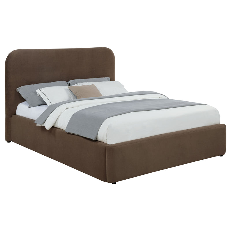 Cama plataforma elevable con almacenaje tapizada Anders color beige