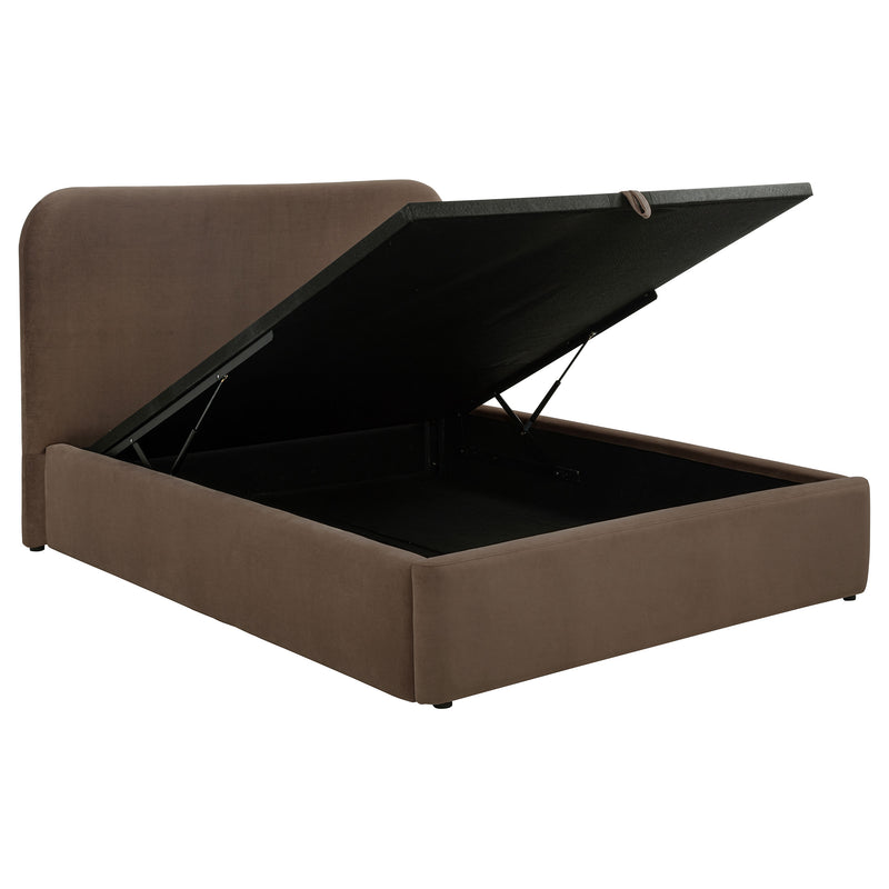 Cama plataforma elevable con almacenaje tapizada Anders color beige