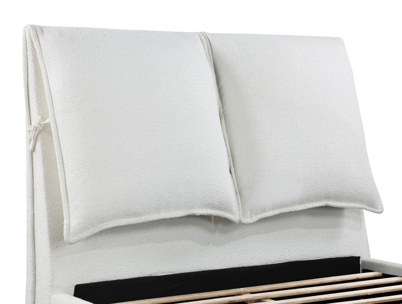 Gwendoline Cama Queen Tapizada Blanca