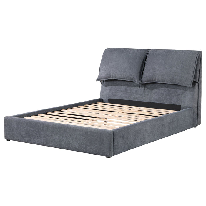 Laurel Upholstered  Platform Bed with Pillow Headboard Charcoal Grey