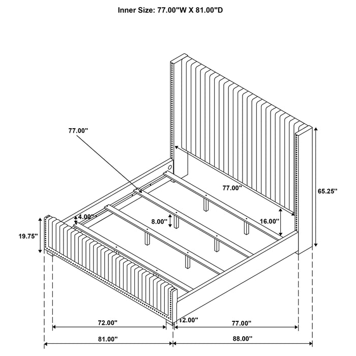 Natasha 65-inch Upholstered Wingback Bed Cream