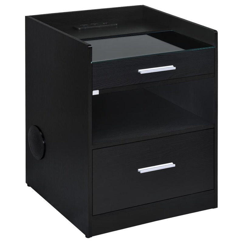 Furda 2-drawer LED Nightstand Bedside Table with Speaker