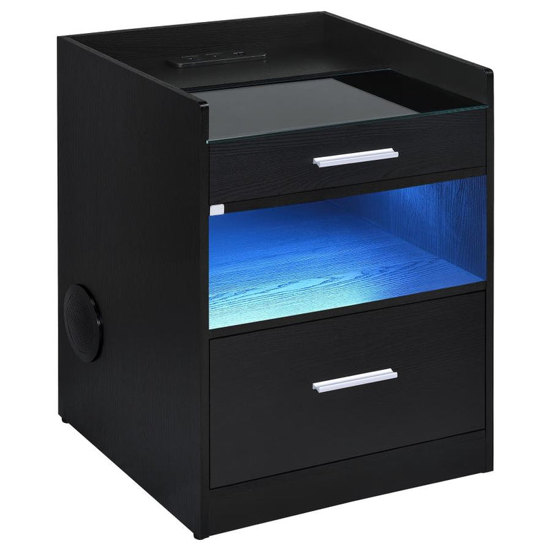 Furda 2-drawer LED Nightstand Bedside Table with Speaker