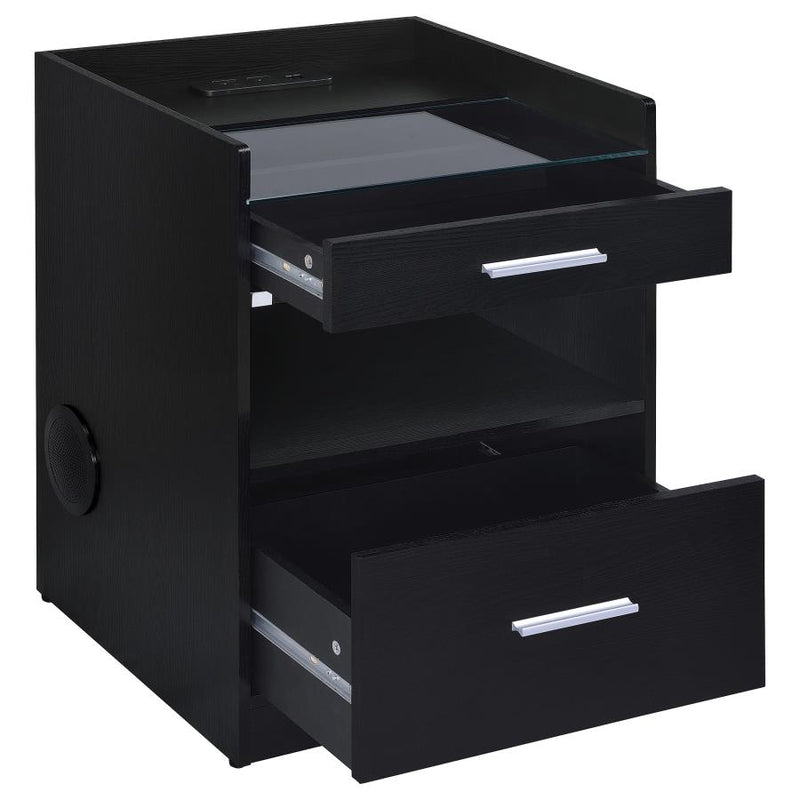 Furda 2-drawer LED Nightstand Bedside Table with Speaker