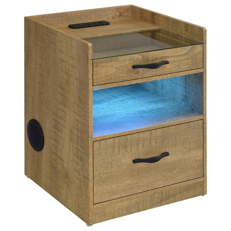 Furda 2-drawer LED Nightstand Bedside Table with Speaker