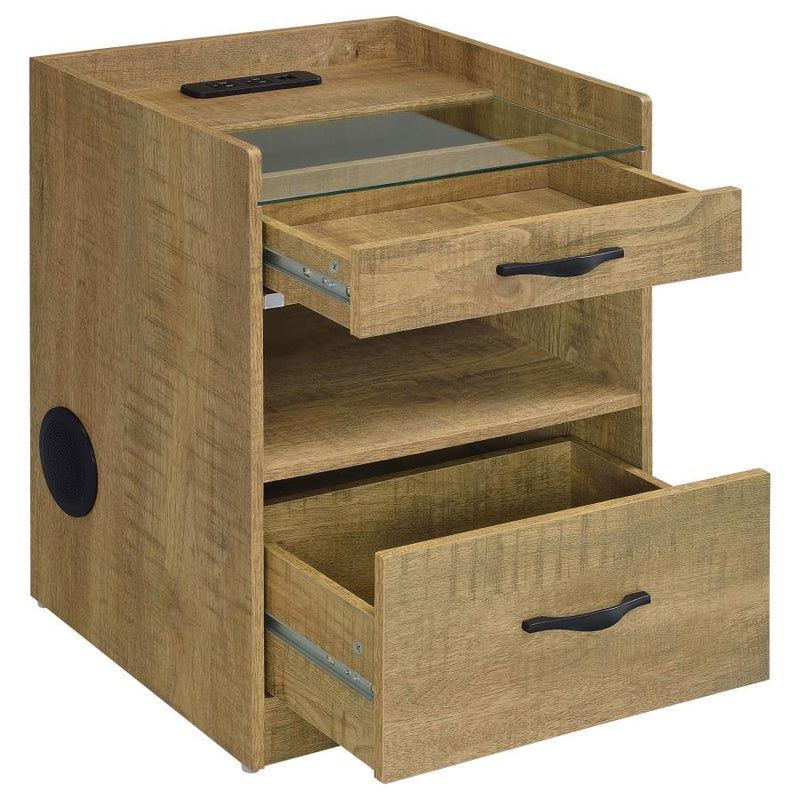 Furda 2-drawer LED Nightstand Bedside Table with Speaker