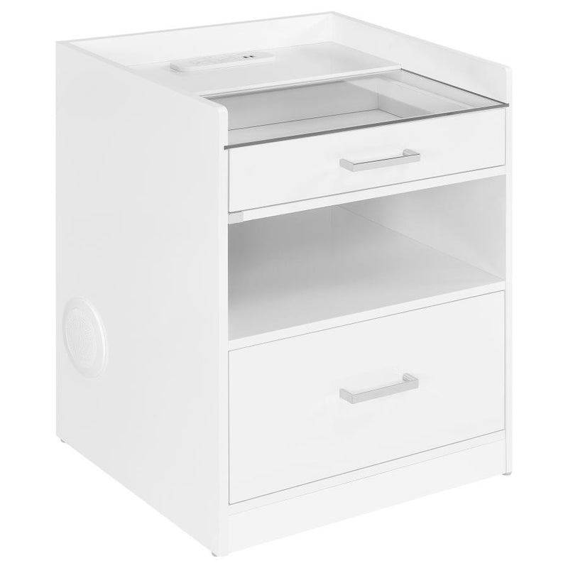 Furda 2-drawer LED Nightstand Bedside Table with Speaker