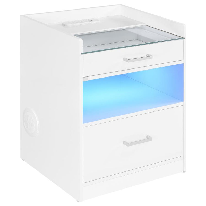 Furda 2-drawer LED Nightstand Bedside Table with Speaker