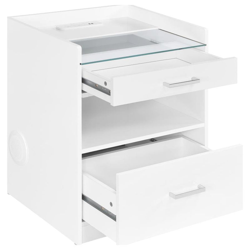 Furda 2-drawer LED Nightstand Bedside Table with Speaker