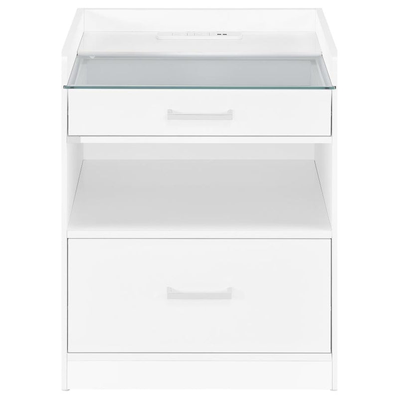 Furda 2-drawer LED Nightstand Bedside Table with Speaker