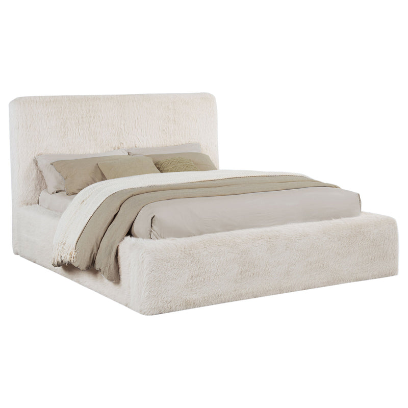 Cama tapizada de piel sintética Rebecca color crema