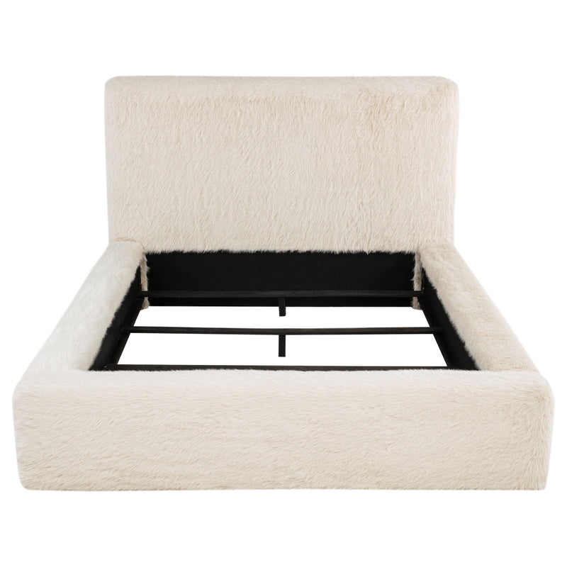 Cama tapizada de piel sintética Rebecca color crema