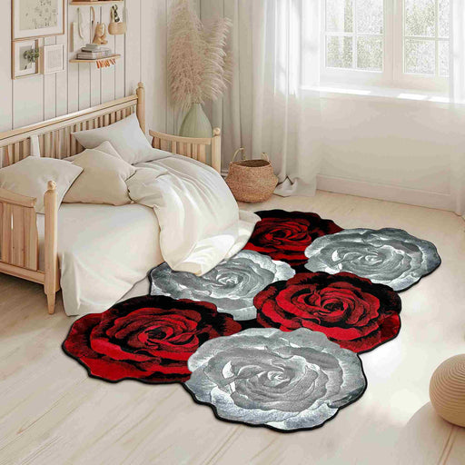 ROSES Design 307 Grey-Red 2x8 Runner (2'2x7'3")"